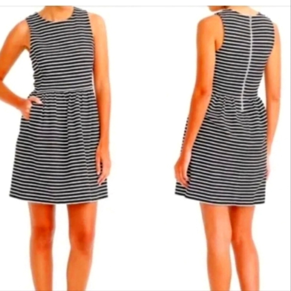 J Crew Zip Back Dress Black and White Size Large